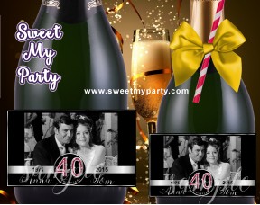 40th Wedding Anniversary Champagne Labels,Ruby Wedding Anniversary Champagne Labels,(3aa)